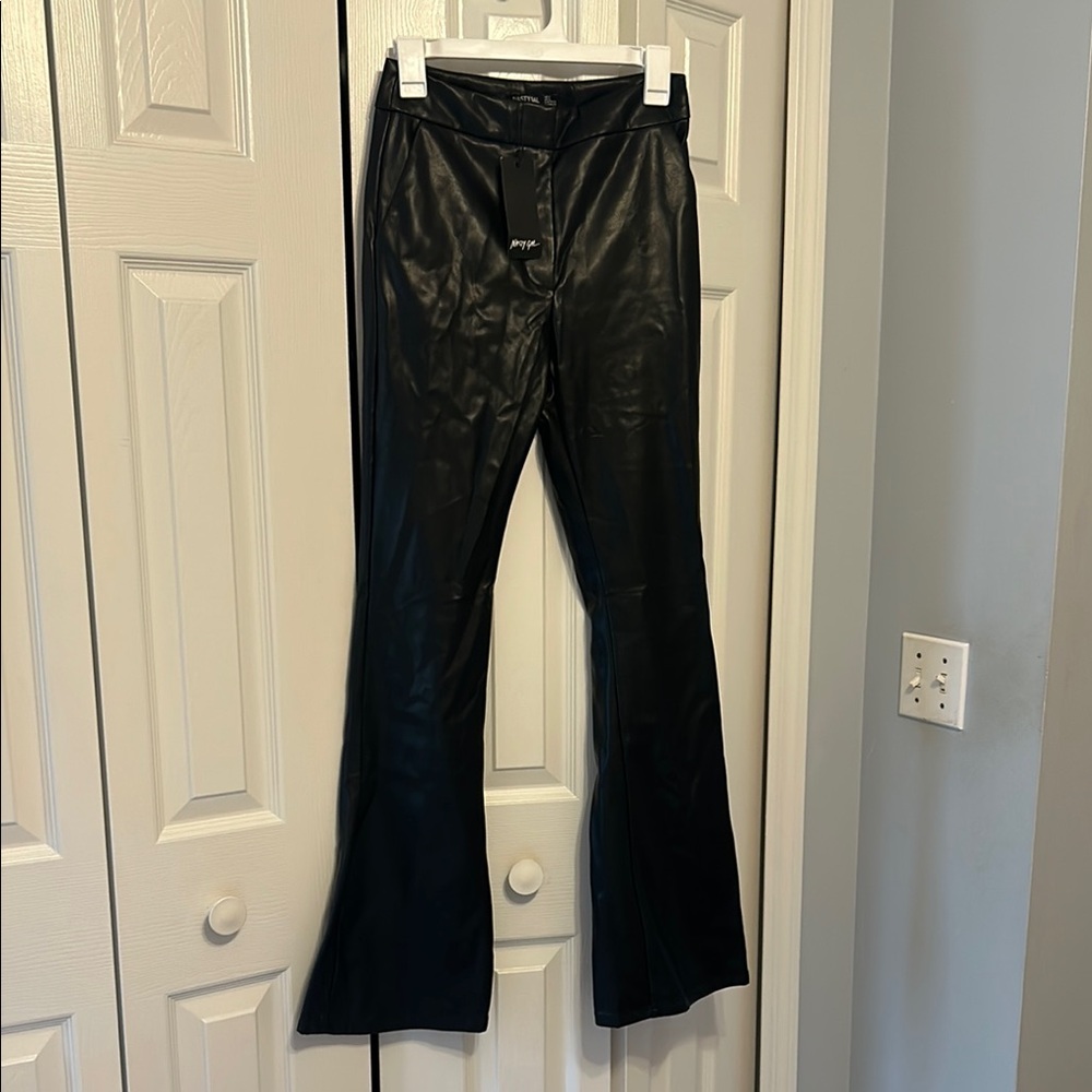 Nasty Gal Black Faux Leather Trousers